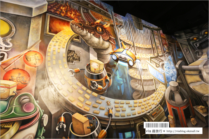 【嘉義老楊方城市觀光工廠】老楊方塊酥新觀光工廠登場！奇幻的三D大型彩繪牆好吸睛！