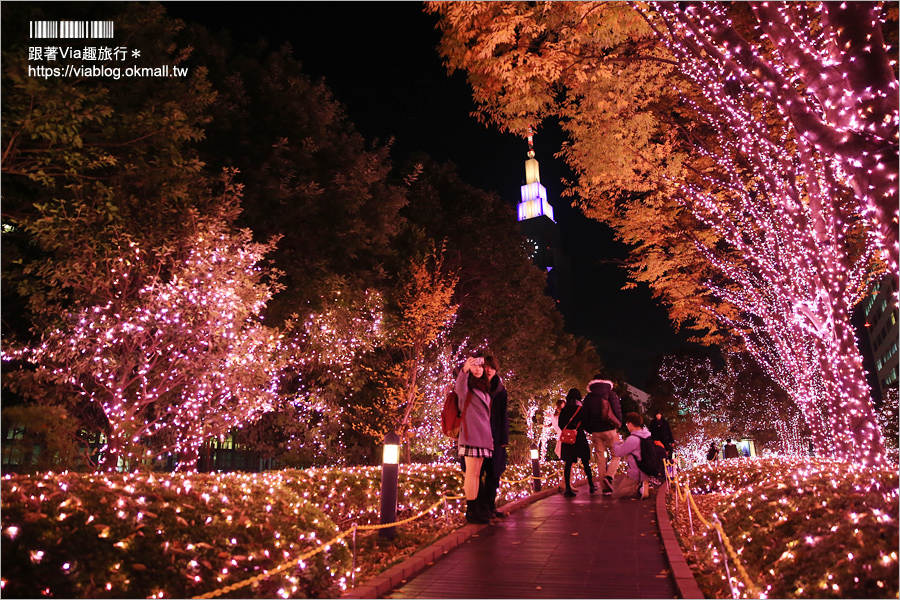 東京點燈》新宿燈節《新宿空中遊城燈彩》～粉紅世界！唯一「櫻花粉」的浪漫點燈展！